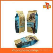 Goussette de papier d&#39;aluminium Sac de sac alimentaire avec 4 phoques latéraux en papier imprimé Logo marron